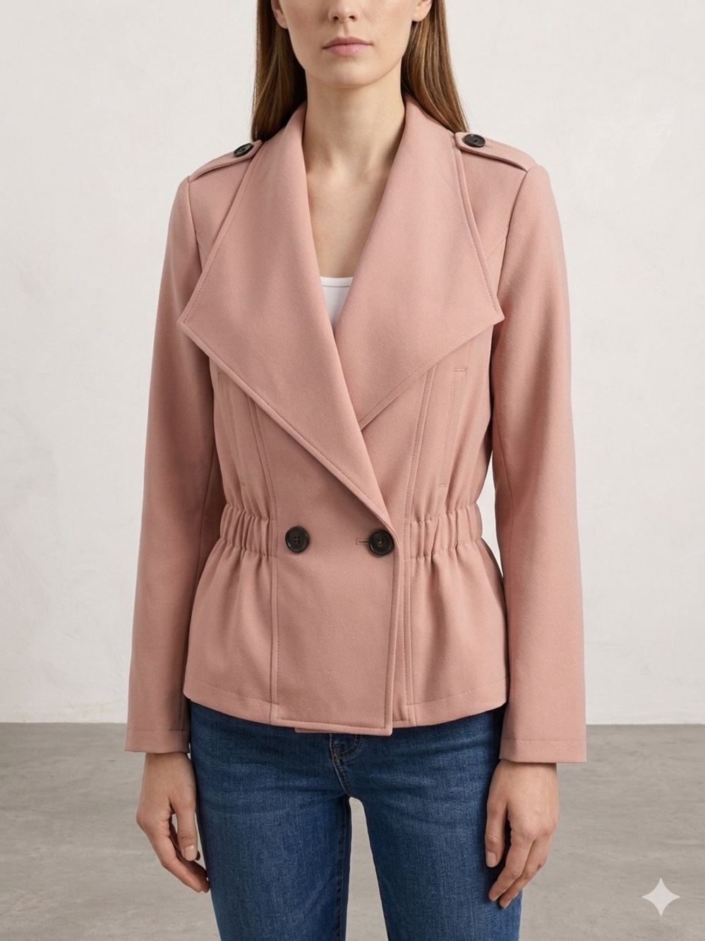 Urban Renewal Double-Breasted Trench Jacket in Dusty Rose